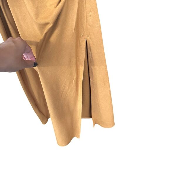 Theory Womens Sz P (XS) Shirred Tee Dress Stretch Cotton Blend Sahara Yellow - Picture 4 of 8